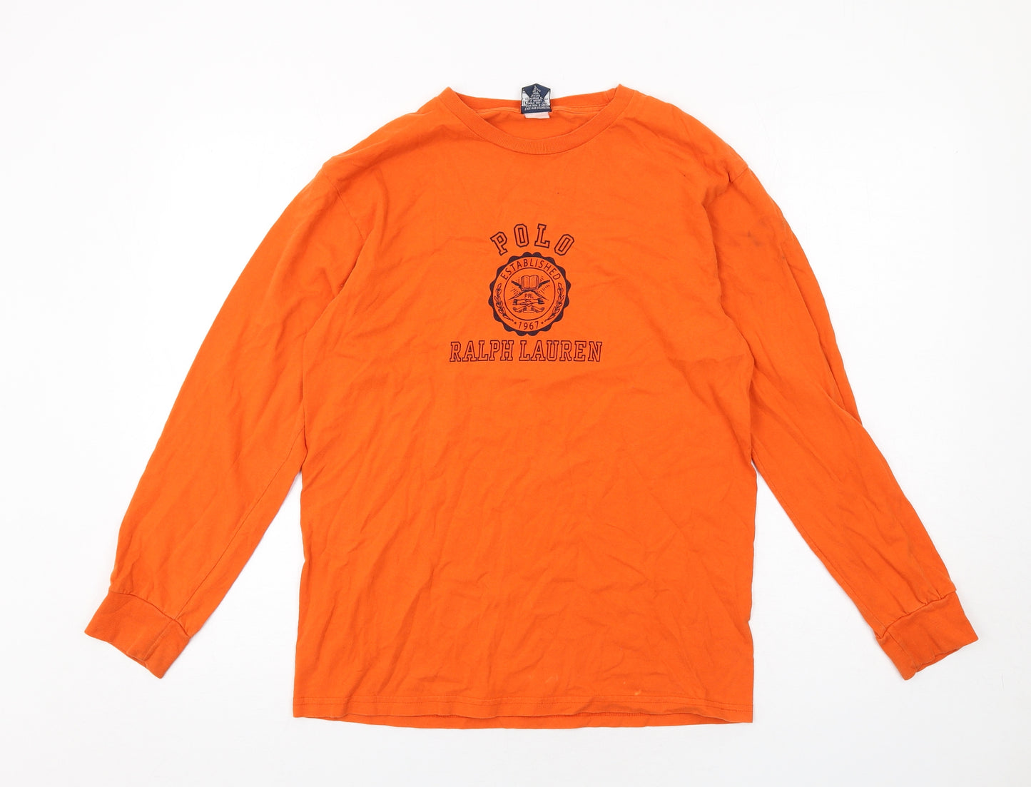 Polo Ralph Lauren Womens Orange Cotton Basic T-Shirt Size XL Crew Neck