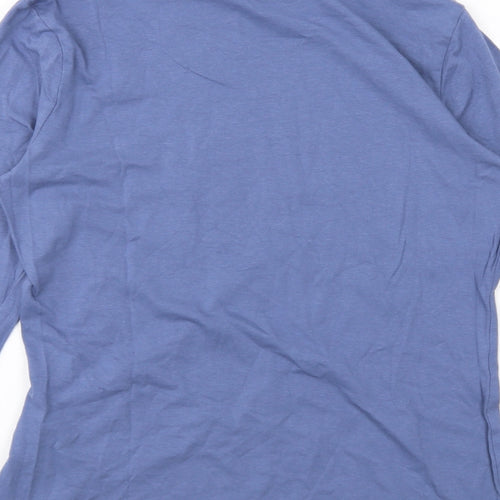 Marks and Spencer Womens Blue Cotton Basic T-Shirt Size 12 High Neck
