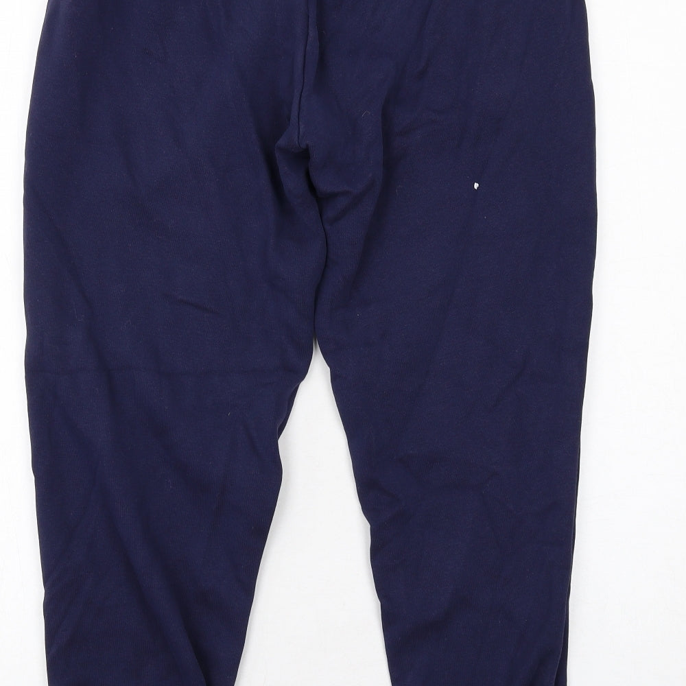 PUMA Womens Blue Cotton Jogger Trousers Size L Regular Drawstring