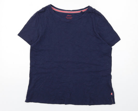 Joules Womens Blue Cotton Basic T-Shirt Size 16 Boat Neck