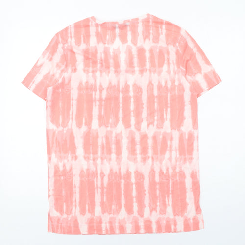Marks and Spencer Womens Pink Polyester Basic T-Shirt Size 10 V-Neck - Tie-Dye