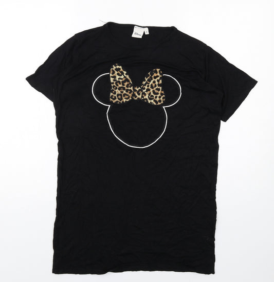 Disney Womens Black Viscose Basic T-Shirt Size 8 Crew Neck - Minnie Mouse