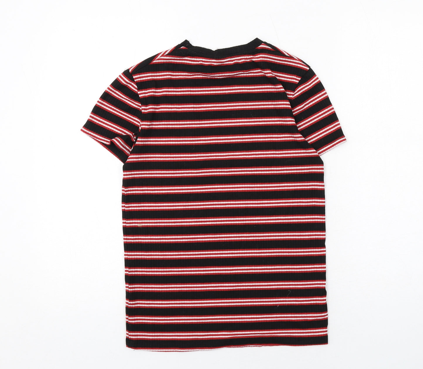 Disney Womens Black Striped Polyester Basic T-Shirt Size XS Crew Neck - Minnie Mouse