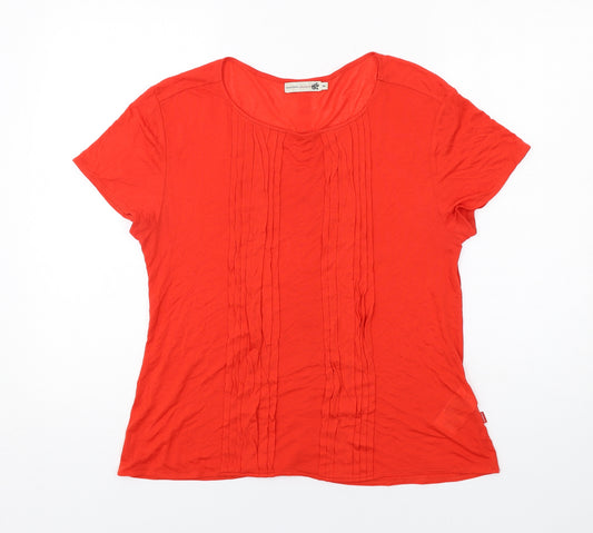 Vacknox Womens Red Viscose Basic T-Shirt Size M Boat Neck