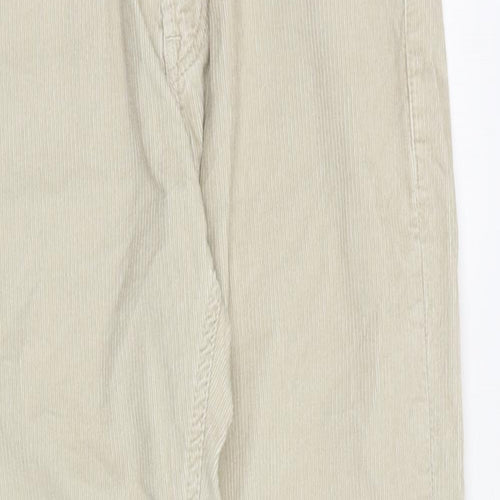 Massimo Dutti Womens Beige Cotton Trousers Size 10 Slim Zip