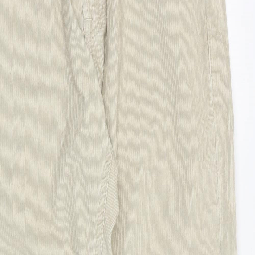 Massimo Dutti Womens Beige Cotton Trousers Size 10 Slim Zip