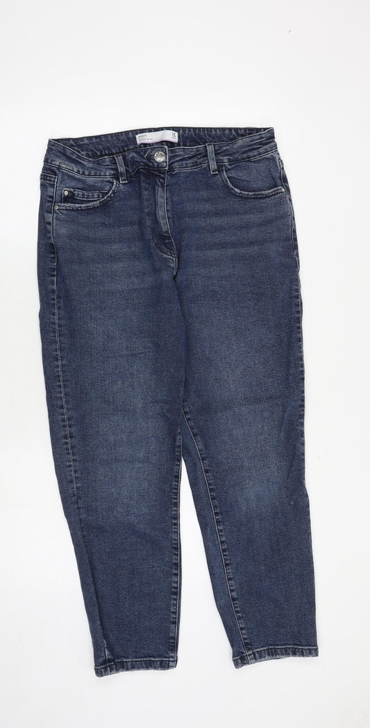 NEXT Womens Blue Cotton Mom Jeans Size 34 in Regular Zip - High rise