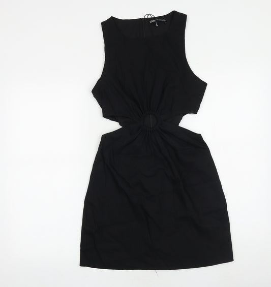 Zara Womens Black 100% Cotton Bodycon Size M Round Neck Pullover