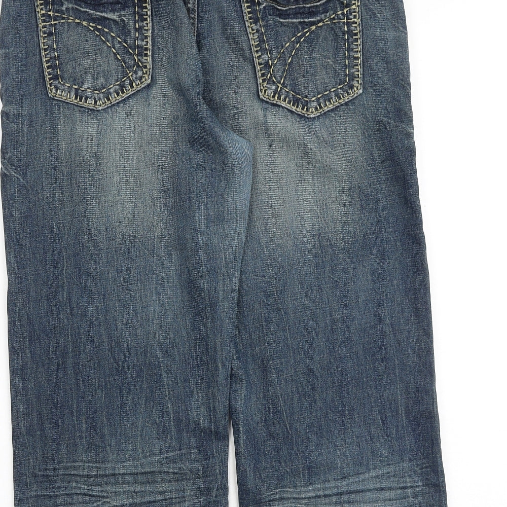 NEXT Womens Blue Cotton Boyfriend Jeans Size 14 Regular Zip