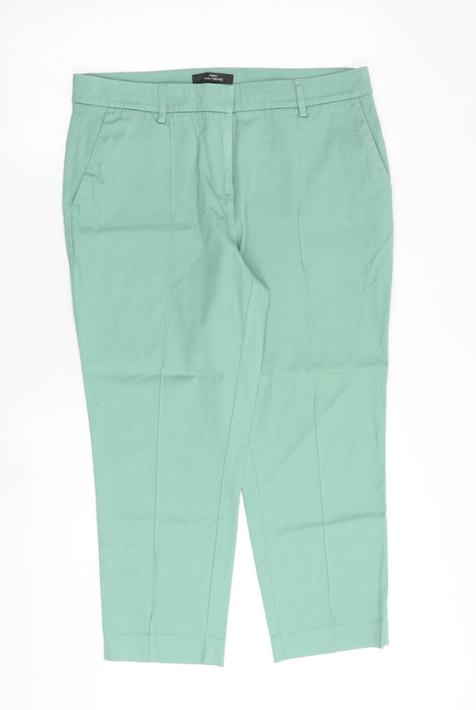 NEXT Womens Green Cotton Chino Trousers Size 14 Regular Zip