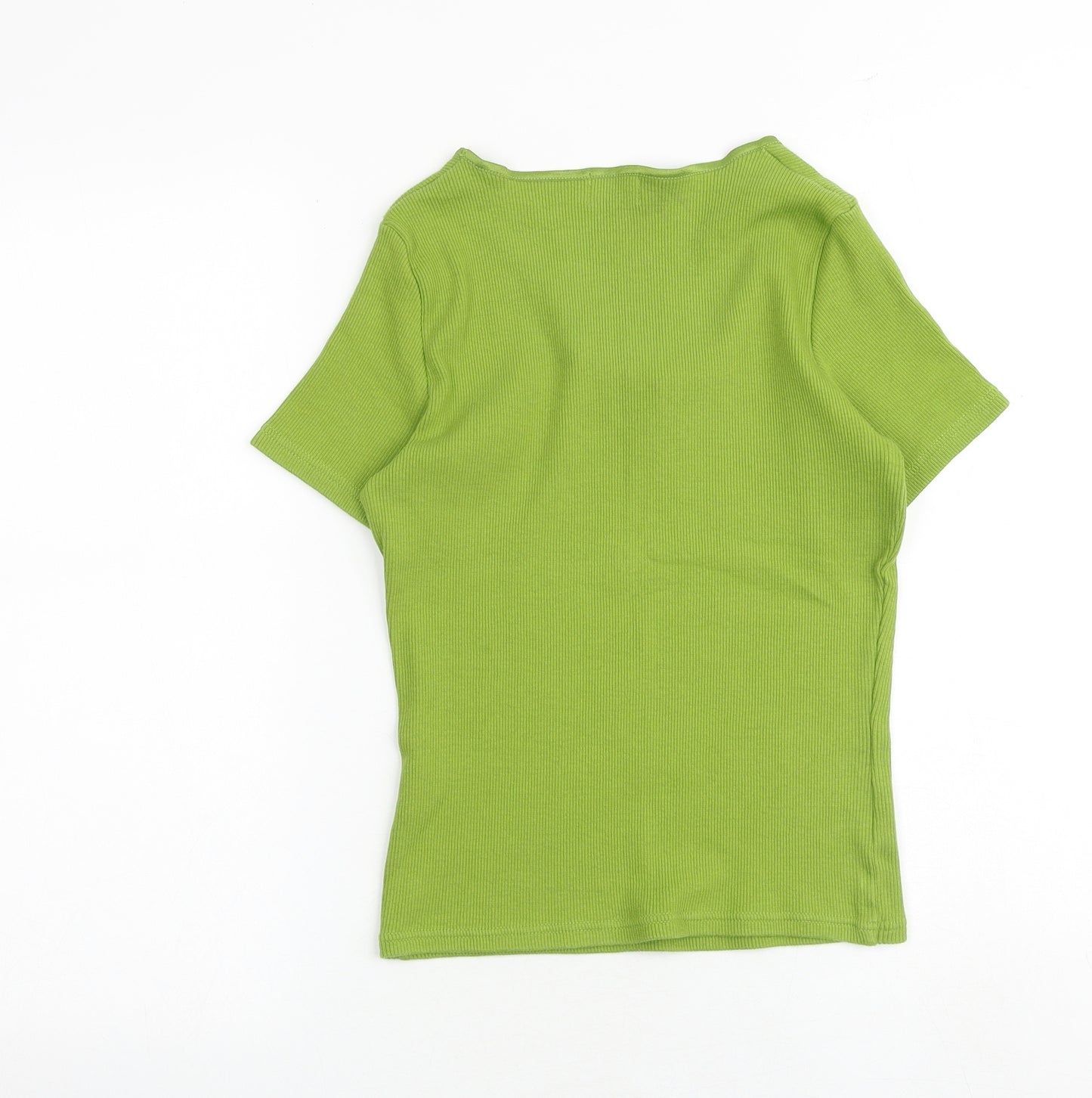 Hobbs Womens Green Cotton Basic T-Shirt Size 14 Scoop Neck - Ribbed