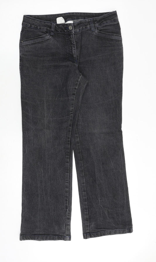 Cecilia Classics Womens Grey Cotton Bootcut Jeans Size 14 Regular Zip