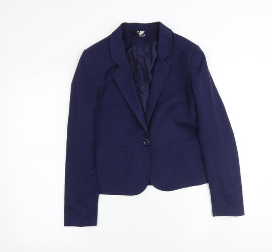 H&M Womens Blue Jacket Blazer Size 10