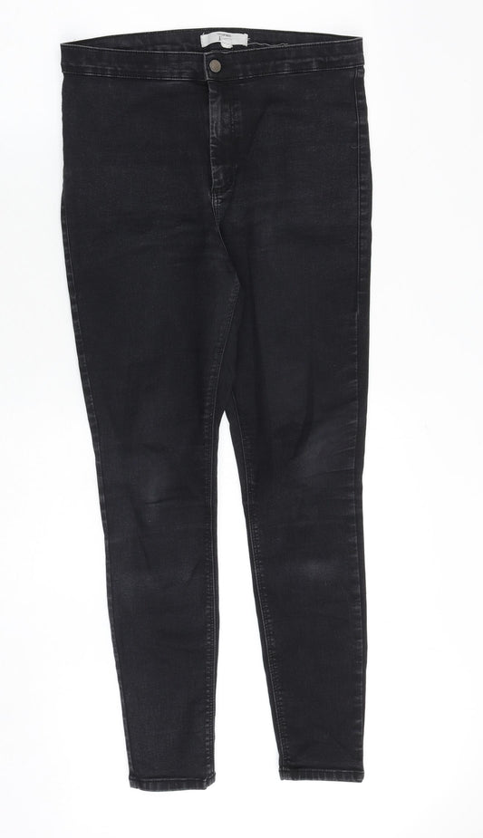 Topshop Womens Black Cotton Skinny Jeans Size 32 in Regular Zip