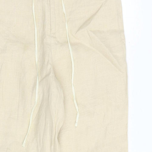 Zara Girls Beige Flax Jogger Trousers Size 10 Years Regular Zip