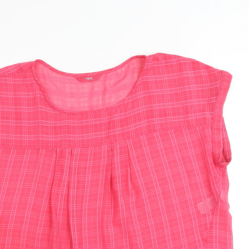 NEXT Womens Pink Plaid Polyester Basic Blouse Size 18 Boat Neck