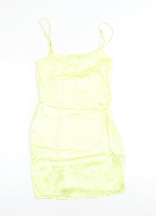 Zara Womens Yellow Polyester Mini Size M Round Neck Zip