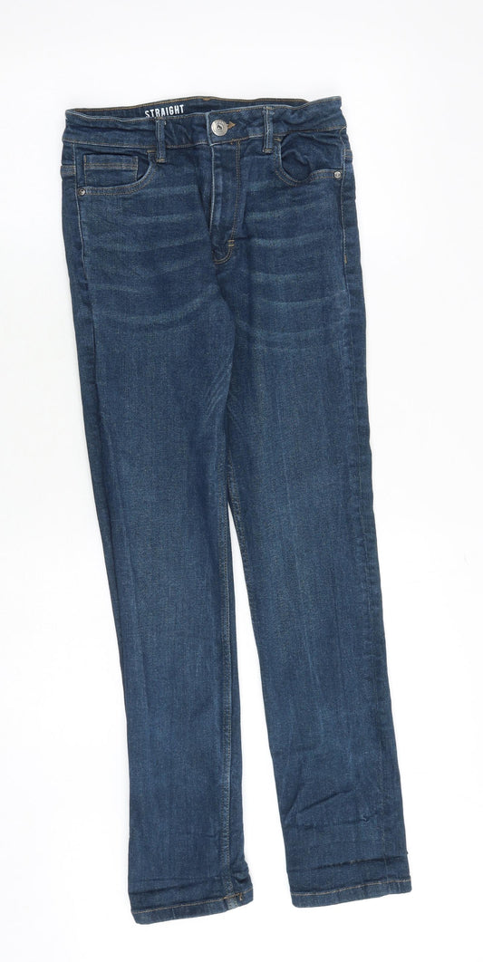 George Mens Blue Cotton Straight Jeans Size 32 in Slim Zip