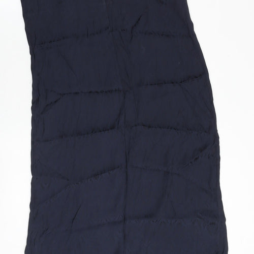 Marks and Spencer Womens Blue Geometric Polyester Slip Dress Size 12 V-Neck Pullover
