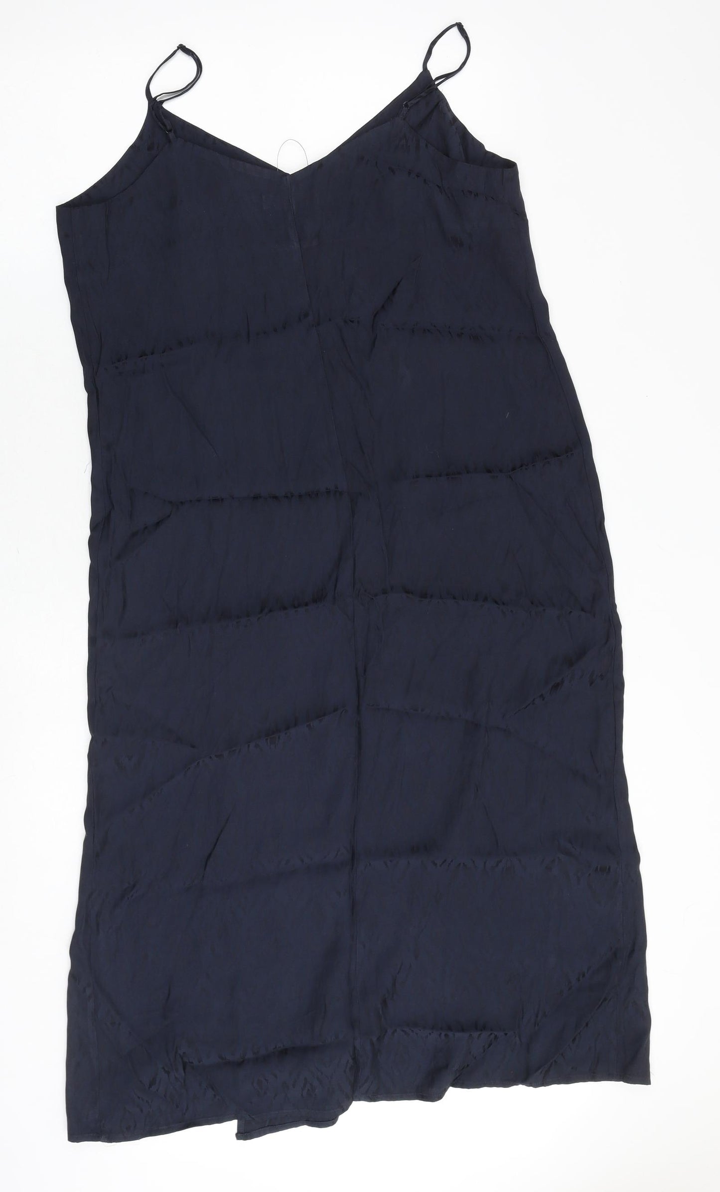 Marks and Spencer Womens Blue Geometric Polyester Slip Dress Size 12 V-Neck Pullover