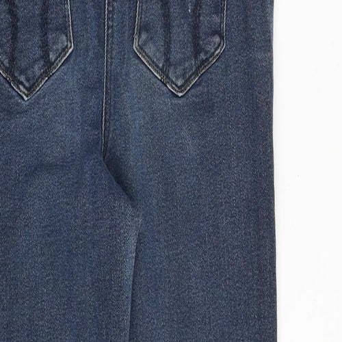 BHS Womens Blue Cotton Straight Jeans Size 14 Regular Zip