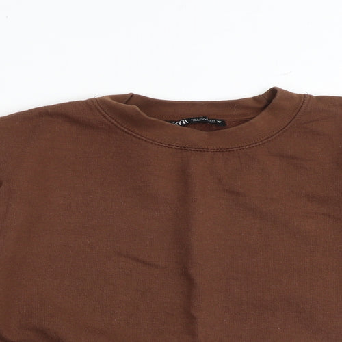 Zara Womens Brown Cotton Pullover Sweatshirt Size S Pullover