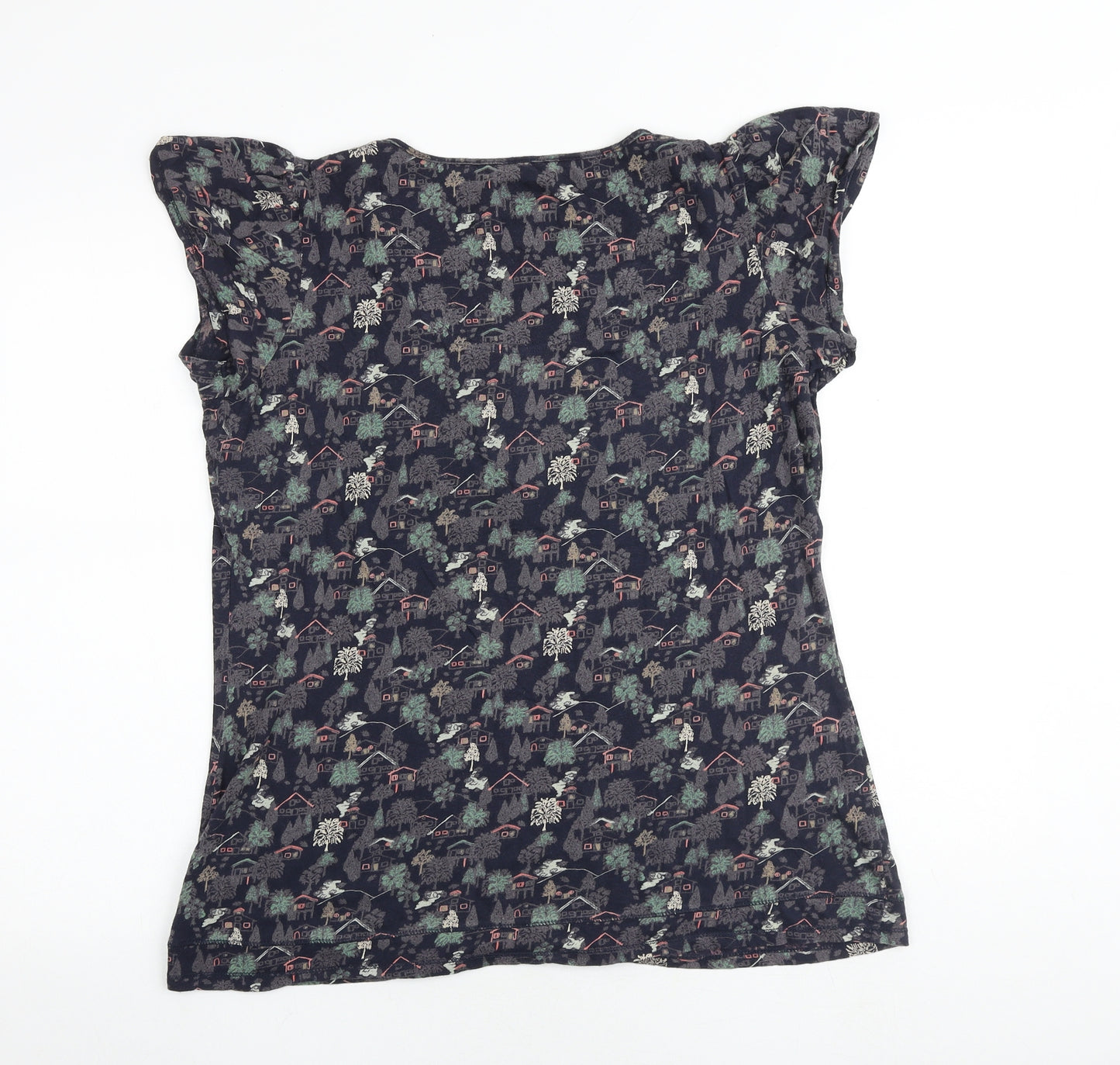 MANTARAY PRODUCTS Womens Multicoloured Geometric 100% Cotton Basic T-Shirt Size 14 Round Neck