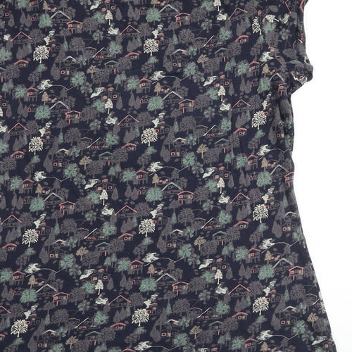 MANTARAY PRODUCTS Womens Multicoloured Geometric 100% Cotton Basic T-Shirt Size 14 Round Neck