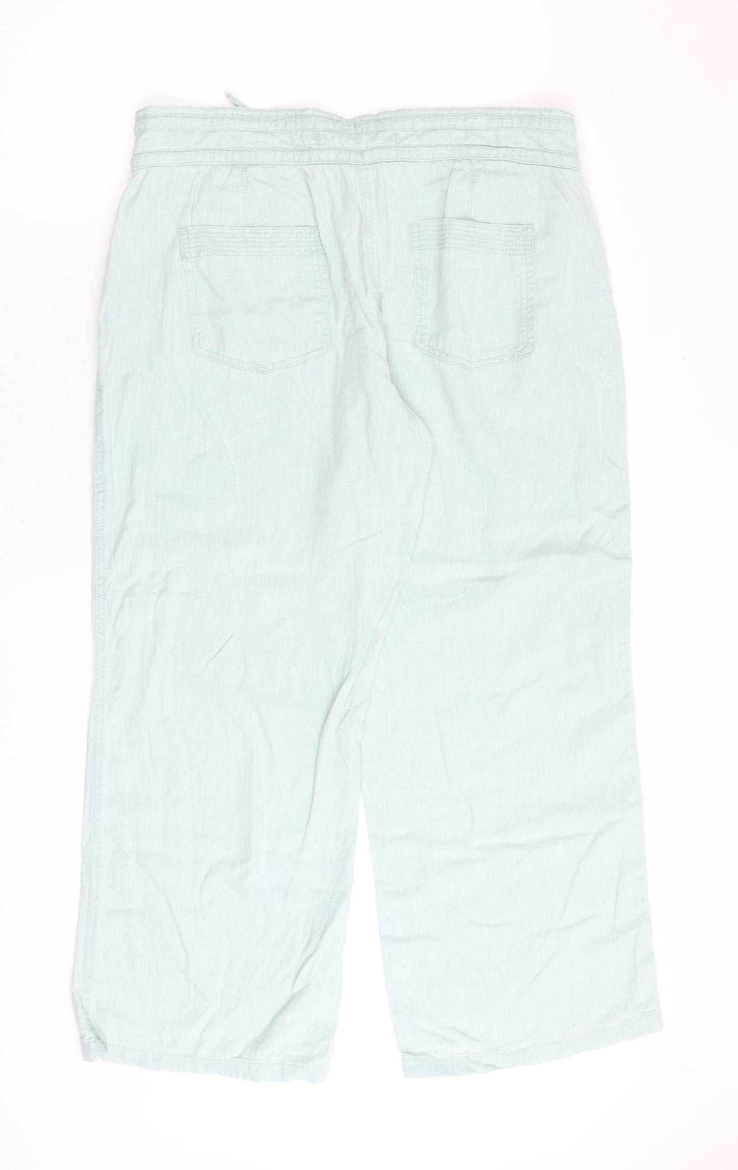 NEXT Womens Blue Viscose Trousers Size 16 Regular Zip - Lace Up Detail