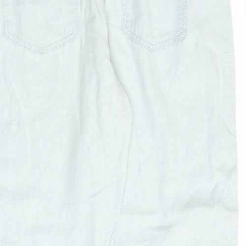 NEXT Womens Blue Viscose Trousers Size 16 Regular Zip - Lace Up Detail