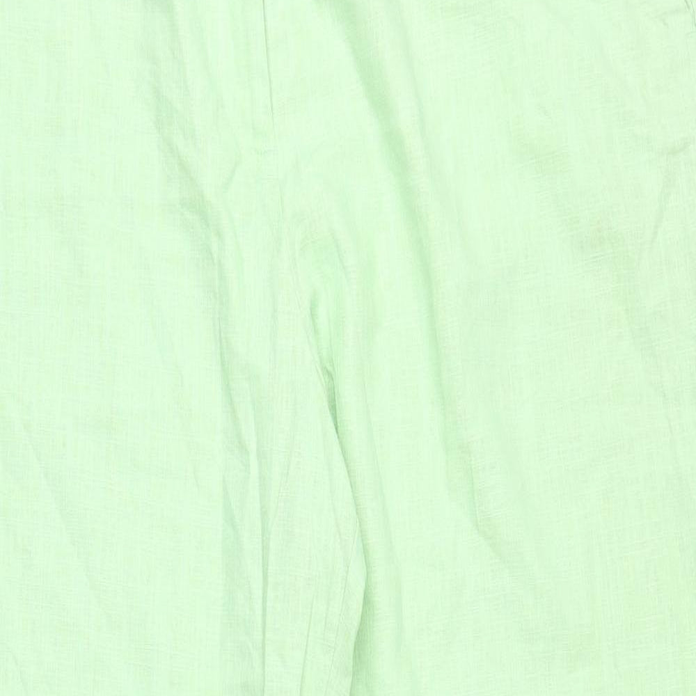 Marks and Spencer Womens Green Linen Trousers Size 22 Regular Zip