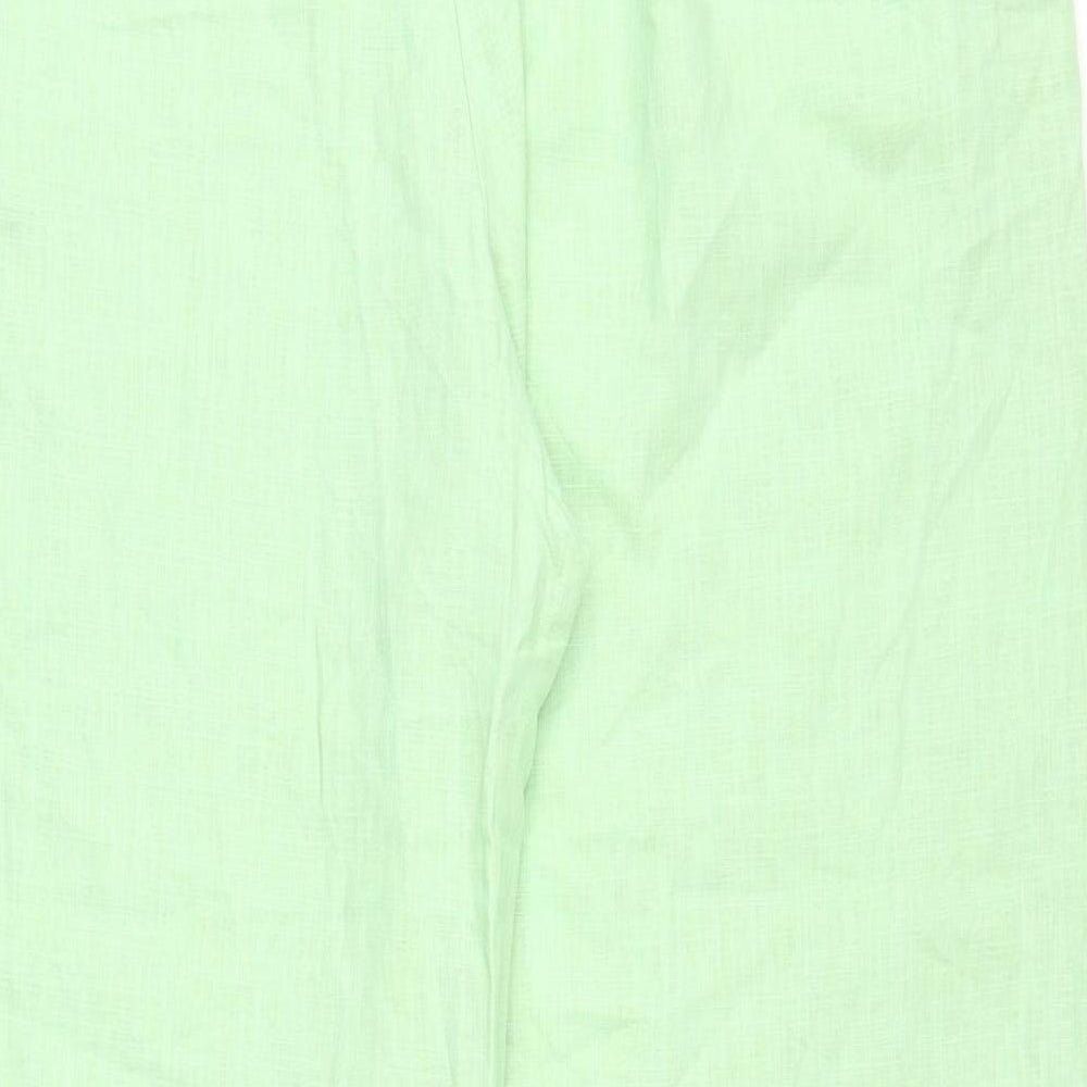Marks and Spencer Womens Green Linen Trousers Size 22 Regular Zip