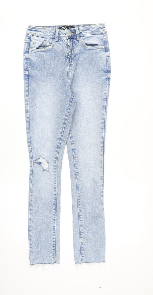 George Womens Blue Cotton Skinny Jeans Size 8 Regular Zip