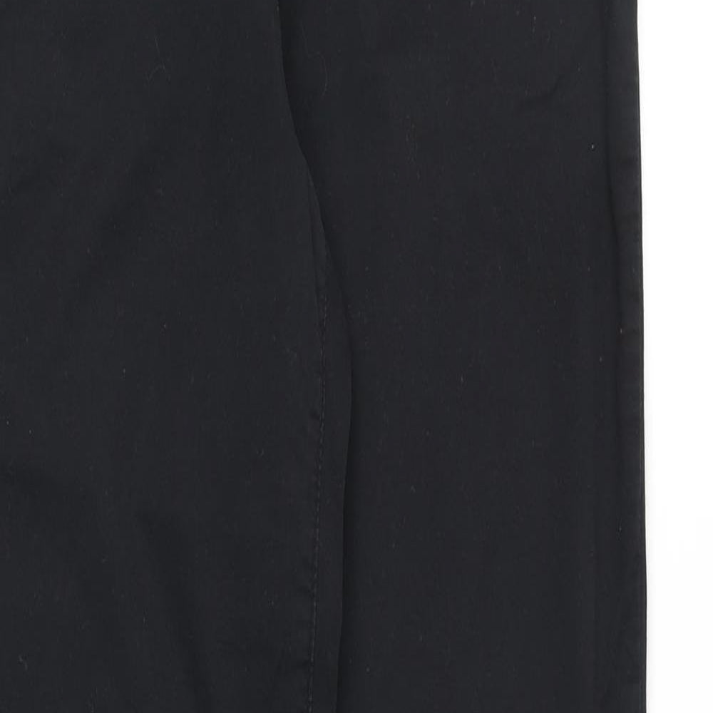 H&M Womens Black Cotton Chino Trousers Size 10 Regular Zip