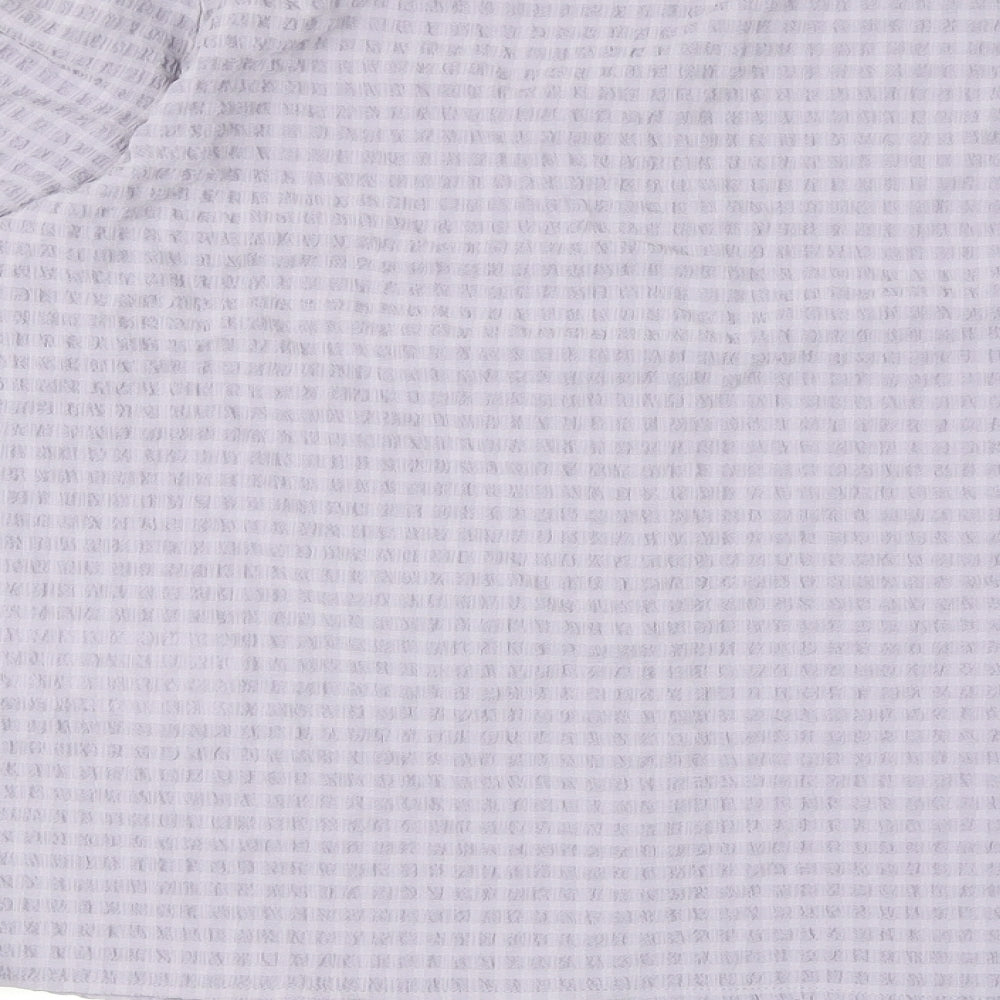 Jacqueline de Yong Womens Purple Plaid Polyester Basic Blouse Size 6 Round Neck