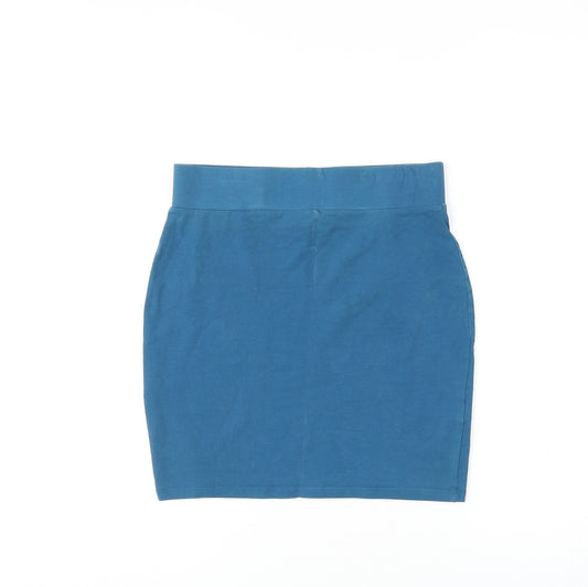 New Look Womens Blue Cotton Bandage Skirt Size 8