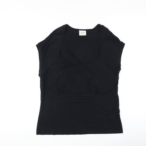 NEXT Womens Black Viscose Basic T-Shirt Size 18 Round Neck