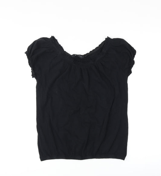 New Look Womens Black Cotton Basic T-Shirt Size 14 Round Neck
