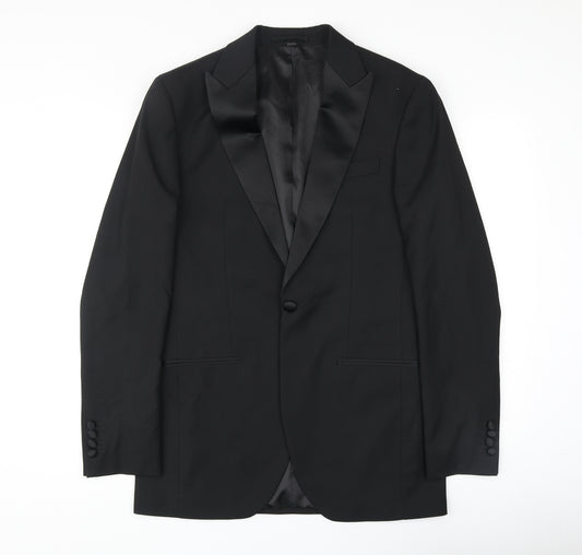 Marks and Spencer Mens Black Polyester Tuxedo Suit Jacket Size 38 Regular
