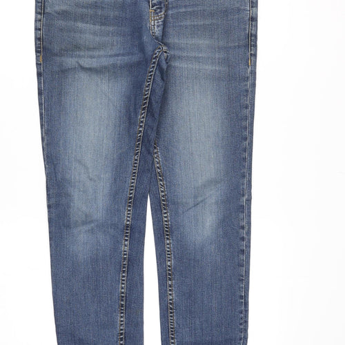 Topman Mens Blue Cotton Skinny Jeans Size 34 in Slim Zip