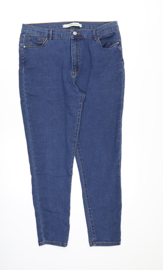 LCW Womens Blue Cotton Skinny Jeans Size 16 Slim Zip