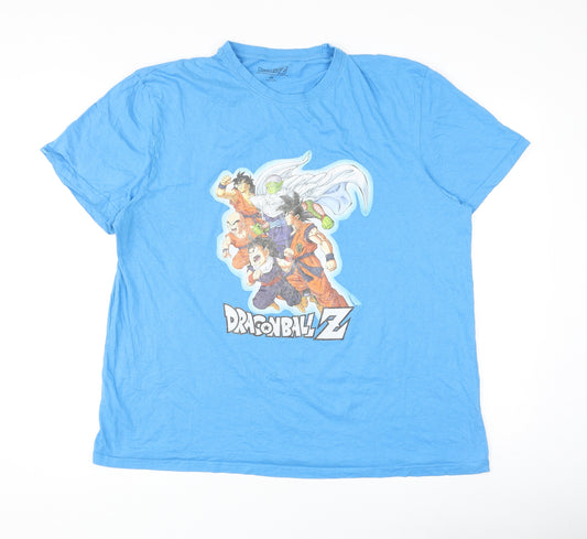 Dragon Ball Z Mens Blue Cotton T-Shirt Size XL Round Neck