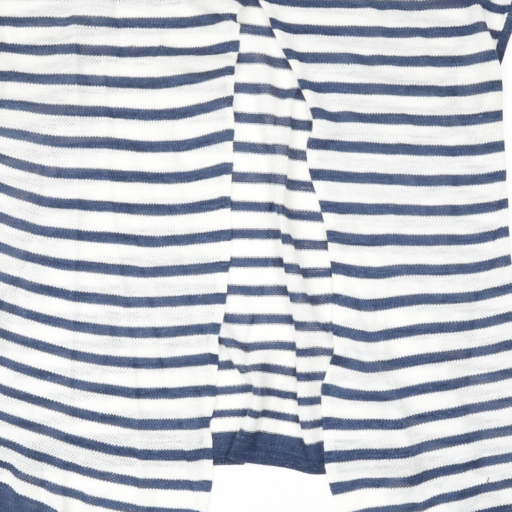 NEXT Womens Blue Striped Acrylic Basic Blouse Size 16 Round Neck - Open Back