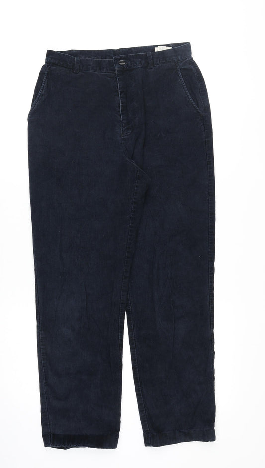 J.CREW Womens Blue Cotton Trousers Size 8 Regular Zip