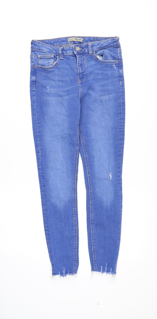 Denim & Co. Womens Blue Cotton Skinny Jeans Size 12 Regular Zip