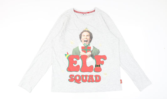 ELF Womens Grey Cotton Basic T-Shirt Size 12 Round Neck - Elf Squad