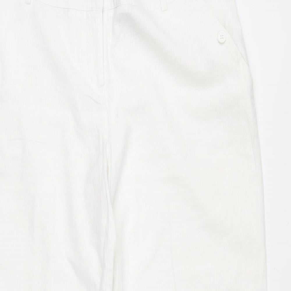 New Look Womens White Polyester Trousers Size 16 Regular Zip