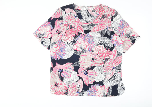 Classic Womens Multicoloured Geometric Polyester Basic T-Shirt Size 16 Round Neck