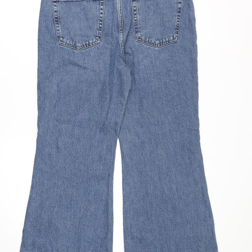 Marks and Spencer Womens Blue Cotton Flared Jeans Size 14 Regular Zip