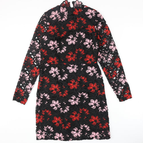 Berkertex Womens Multicoloured Floral Polyester Shift Size 8 Mock Neck Zip